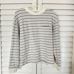 Madewell White with Dotted Blue Lines Long Sleeve